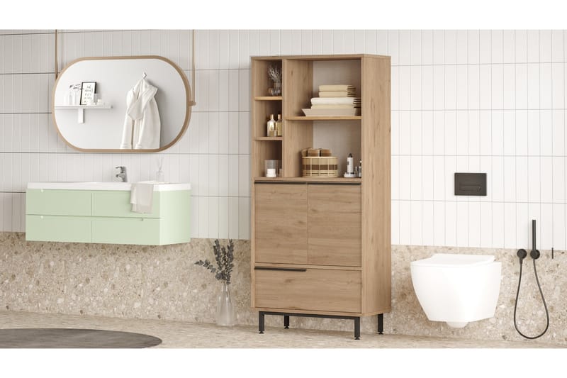 Liyakat Højskab Badeværelse 161,6 cm - Valnød finér - Hus & renovering - Køkken & bad - Badeværelse - Badeværelsesmøbler - Badeværelsesskab