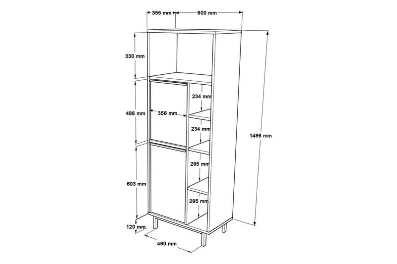 Liyakat Højskab Badeværelse 161,6 cm - Valnød finér - Hus & renovering - Køkken & bad - Badeværelse - Badeværelsesmøbler - Badeværelsesskab