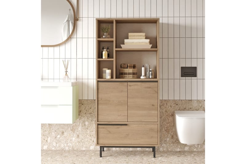 Liyakat Højskab Badeværelse 161,6 cm - Valnød finér - Hus & renovering - Køkken & bad - Badeværelse - Badeværelsesmøbler - Vægskabe & højskabe