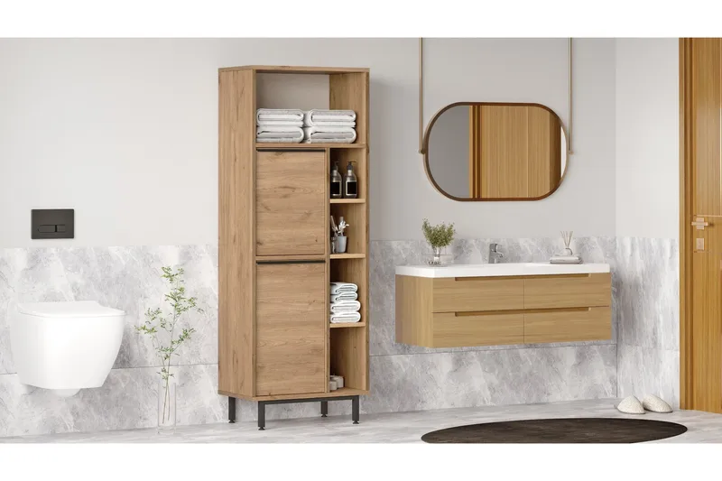 Liyakat Højskab Badeværelse 161,6 cm, Valnød finér