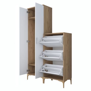 Garderobestativ Wallxpert Dara EA148 (120 x 198,6 x 37,5 cm) Valnød Hvid - Valnød og hvid - Hus & renovering - Køkken & bad - Køkken & bryggers