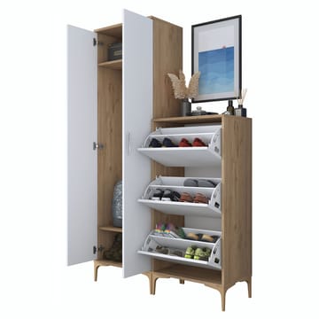Garderobestativ Wallxpert Dara EA148 (120 x 198,6 x 37,5 cm) Valnød Hvid - Valnød og hvid - Hus & renovering - Køkken & bad - Køkken & bryggers