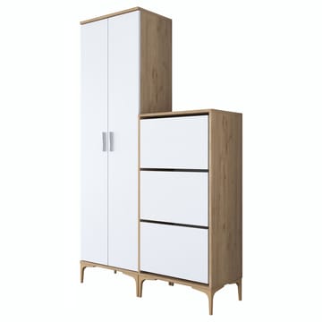 Garderobestativ Wallxpert Dara EA148 (120 x 198,6 x 37,5 cm) Valnød Hvid - Valnød og hvid - Hus & renovering - Køkken & bad - Køkken & bryggers