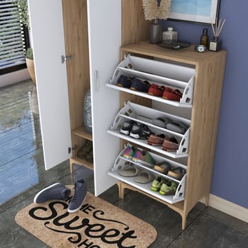 Garderobestativ Wallxpert Dara EA148 (120 x 198,6 x 37,5 cm) Valnød Hvid - Valnød og hvid - Hus & renovering - Køkken & bad - Køkken & bryggers