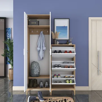 Garderobestativ Wallxpert Dara EA148 (120 x 198,6 x 37,5 cm) Valnød Hvid - Valnød og hvid - Hus & renovering - Køkken & bad - Køkken & bryggers