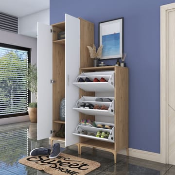 Garderobestativ Wallxpert Dara EA148 (120 x 198,6 x 37,5 cm) Valnød Hvid - Valnød og hvid - Hus & renovering - Køkken & bad - Køkken & bryggers