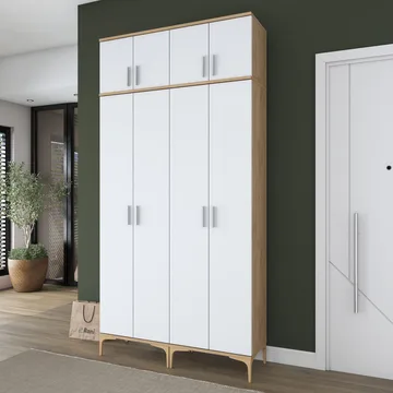 Garderobestativ Wallxpert Fenn EA161 (120 x 240 x 37,5 cm) Valnød Hvid - Valnød og hvid - Hus & renovering - Køkken & bad - Køkken & bryggers