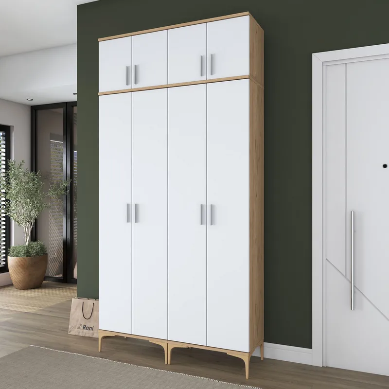 Garderobestativ Wallxpert Fenn EA161 (120 x 240 x 37,5 cm) Valnød Hvid - Valnød og hvid - Hus & renovering - Køkken & bad - Køkken & bryggers