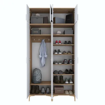 Garderobestativ Wallxpert Fenn EA161 (120 x 240 x 37,5 cm) Valnød Hvid - Valnød og hvid - Hus & renovering - Køkken & bad - Køkken & bryggers