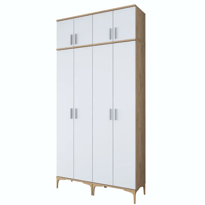 Garderobestativ Wallxpert Fenn EA161 (120 x 240 x 37,5 cm) Valnød Hvid, Valnød og hvid