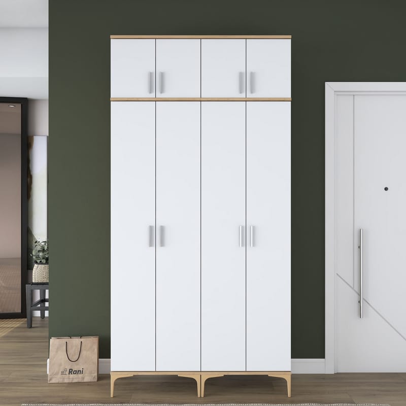Garderobestativ Wallxpert Fenn EA161 (120 x 240 x 37,5 cm) Valnød Hvid - Valnød og hvid - Hus & renovering - Køkken & bad - Køkken & bryggers