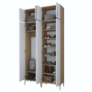 Garderobestativ Wallxpert Fenn EA161 (120 x 240 x 37,5 cm) Valnød Hvid - Valnød og hvid - Hus & renovering - Køkken & bad - Køkken & bryggers
