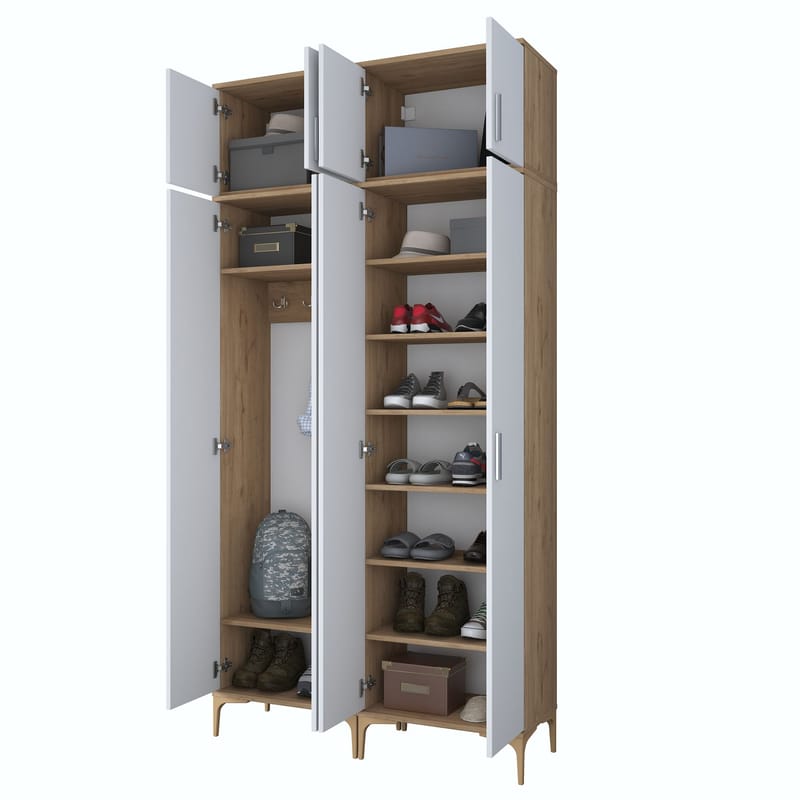 Garderobestativ Wallxpert Fenn EA161 (120 x 240 x 37,5 cm) Valnød Hvid - Valnød og hvid - Hus & renovering - Køkken & bad - Køkken & bryggers