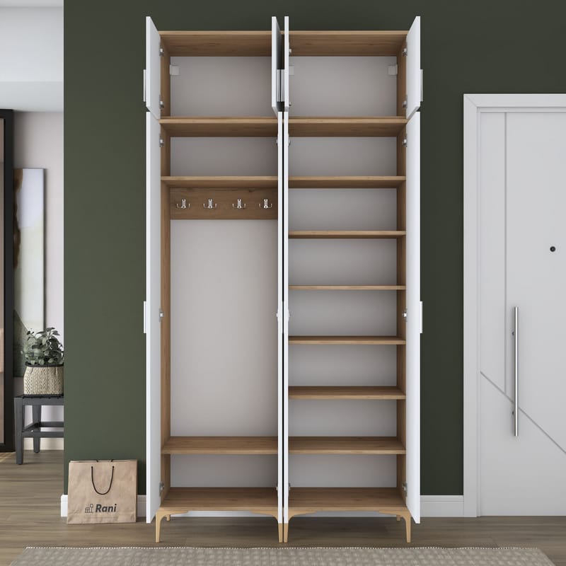 Garderobestativ Wallxpert Fenn EA161 (120 x 240 x 37,5 cm) Valnød Hvid - Valnød og hvid - Hus & renovering - Køkken & bad - Køkken & bryggers