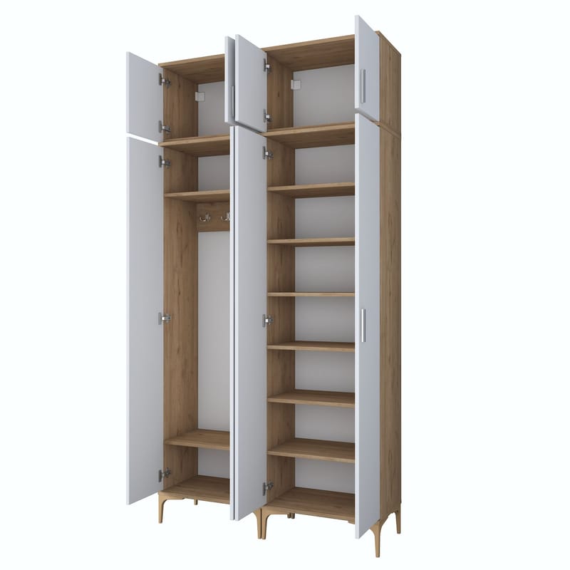 Garderobestativ Wallxpert Fenn EA161 (120 x 240 x 37,5 cm) Valnød Hvid - Valnød og hvid - Hus & renovering - Køkken & bad - Køkken & bryggers