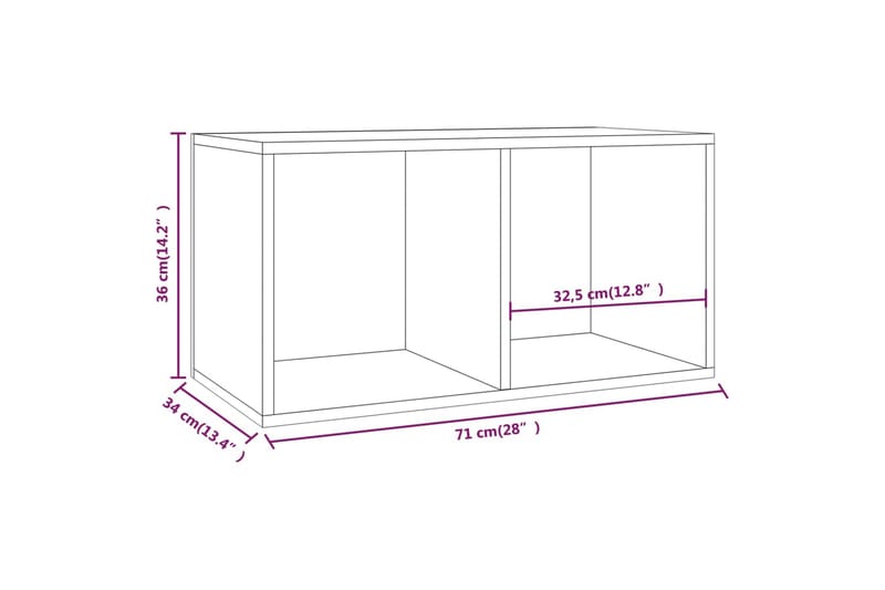 beBasic opbevaringsreol til lp'er 71x34x36 cm konstrueret træ røget eg - Brun - Køkkenhylde - Hylder & hyldeknægte