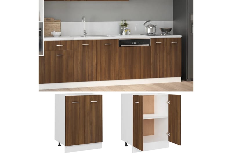 beBasic skab 60x46x81,5 cm konstrueret træ brun egetræsfarve - Brun - Køkkenskab
