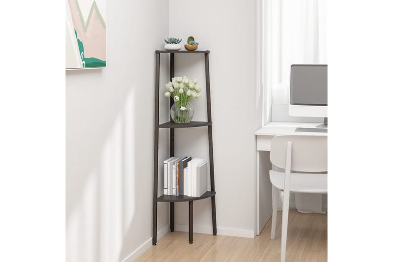 beBasic stigereol med 3 hylder 45,5x31,5x120 cm sort - Sort - Opbevaring - Hylder & Reoler - Hjørnehylde og hjørnereol