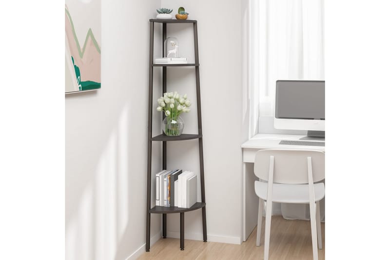 beBasic stigereol med 4 hylder 45,5x31,5x150 cm sort - Sort - Opbevaring - Hylder & Reoler - Hjørnehylde og hjørnereol