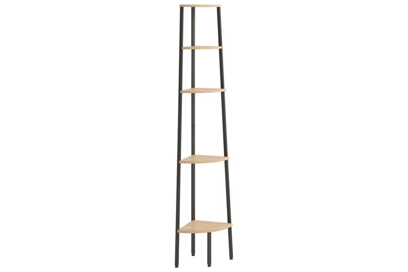 beBasic stigereol med 5 hylder 45,5x31,5x180 cm lysebrun og sort - Brun - Opbevaring - Hylder & Reoler - Hjørnehylde og hjørnereol