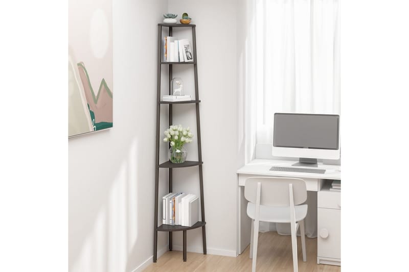 beBasic stigereol med 5 hylder 45,5x31,5x180 cm sort - Sort - Opbevaring - Hylder & Reoler - Hjørnehylde og hjørnereol