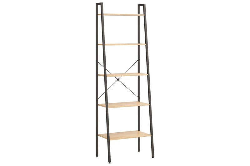 beBasic stigereol med 5 hylder 56x35x174 cm lysebrun og sort - Brun - Opbevaring - Hylder & Reoler - Hylder & hyldeknægte