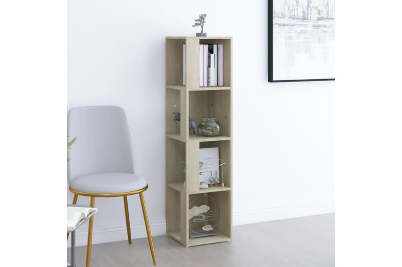 hjørnereol 33x33x132 cm spånplade sonoma-eg - Brun - Opbevaring - Hylder & Reoler - Hjørnehylde og hjørnereol