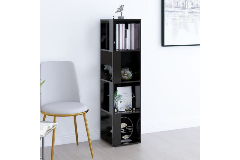 hjørnereol 33x33x132 cm spånplade sort - Sort - Opbevaring - Hylder & Reoler - Hjørnehylde og hjørnereol