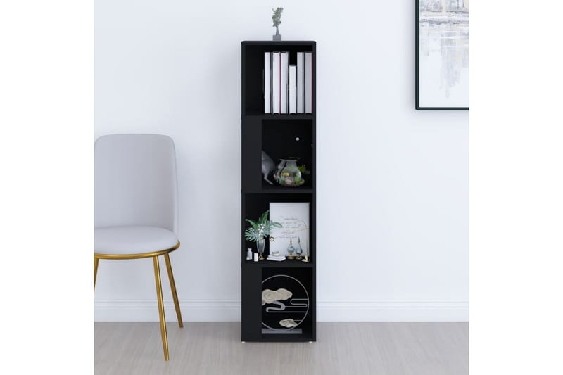 hjørnereol 33x33x132 cm spånplade sort - Sort - Opbevaring - Hylder & Reoler - Hjørnehylde og hjørnereol