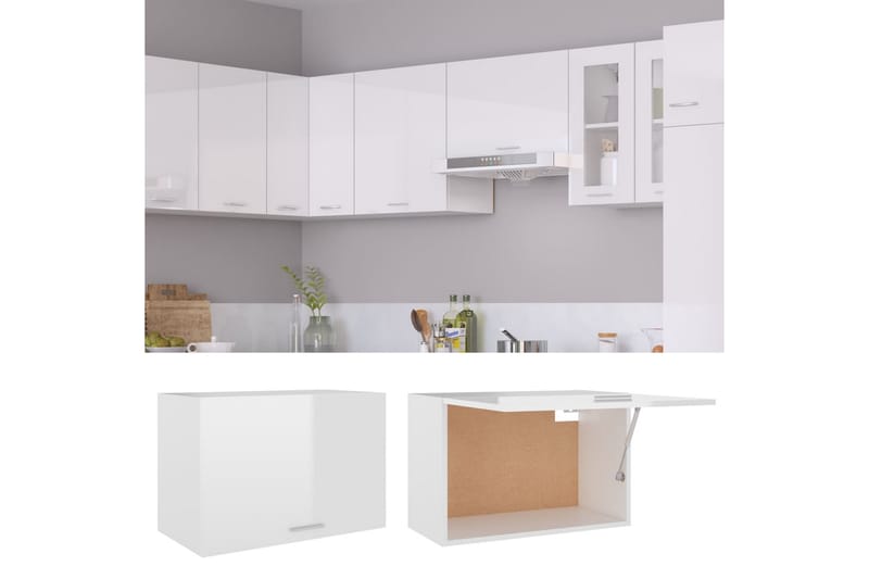 Køkkenskab 60x31x40 cm spånplade hvid højglans - Hvid - Køkkenskab