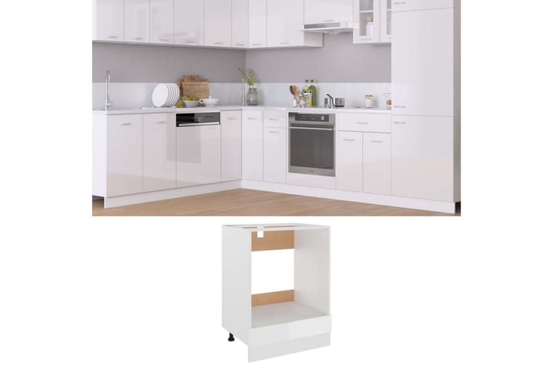 Køkkenskab 60x46x81,5 cm spånplade hvid højglans - Hvid - Køkkenskab