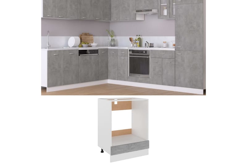 Køkkenskab 60x46x81,5 cm spånplader betongrå - Grå - Køkkenskab