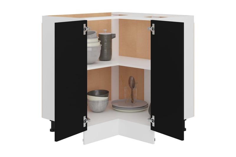 Køkkenskab 75,5x75,5x80,5 cm spånplade sort - Sort - Køkkenskab