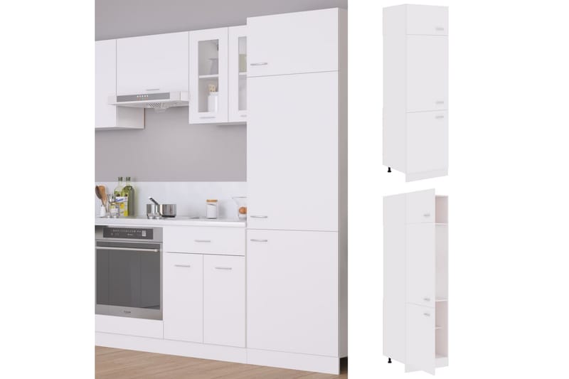Skab til køleskab 60x57x207 cm spånplade hvid - Hvid - Køkkenskab