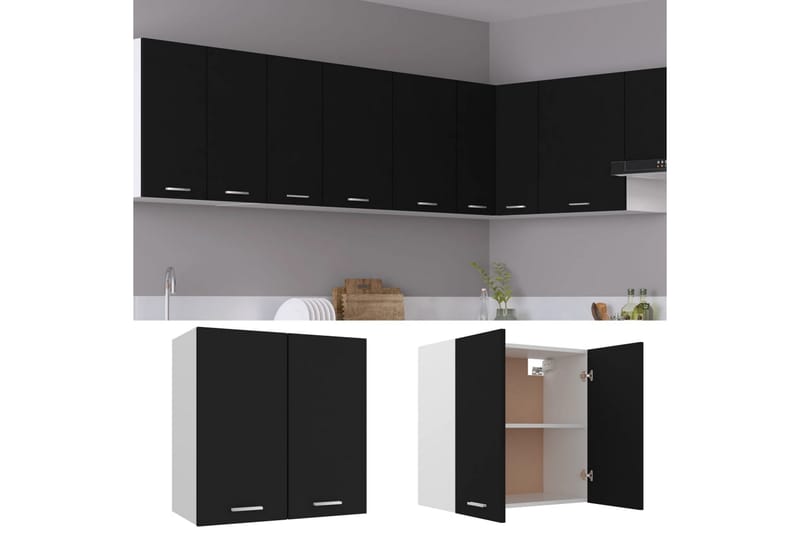Vægskab 60x31x60 cm spånplade sort - Sort - Køkkenskab