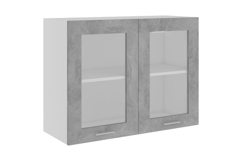 Vægskab med glaslåger 80x31x60 cm spånplade betongrå - Grå - Køkkenskab