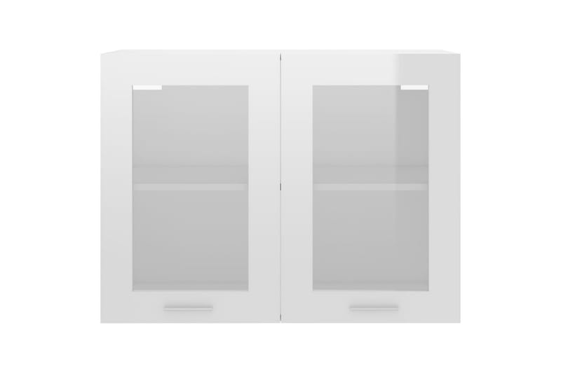 Vægskab med glaslåger 80x31x60 cm spånplade hvid højglans - Hvid - Køkkenskab