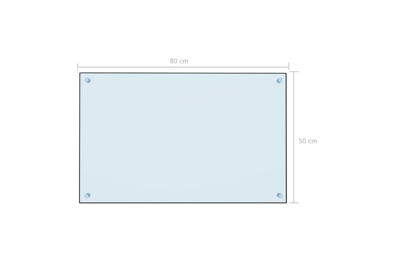 Stænkplade Til Køkkenet 80 X 50 Cm Hærdet Glas Hvid - Hvid - Stænkplade køkken