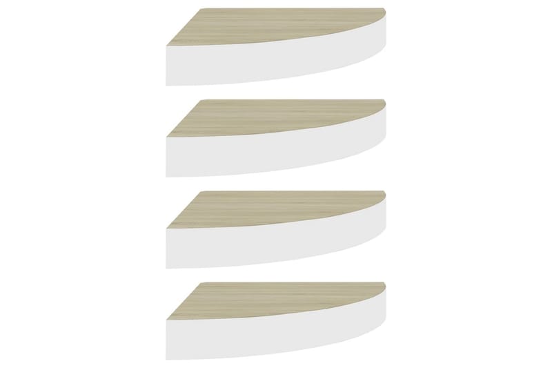 væghængte hjørnehylder 4 stk. 35x35x3,8 cm MDF egetræ & hvid - Hvid - Opbevaring - Hylder & Reoler - Hjørnehylde og hjørnereol