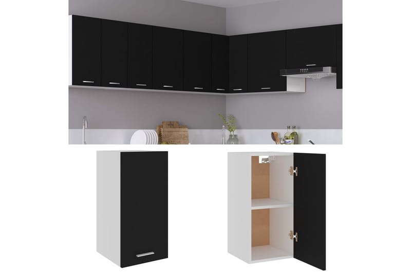 Vægskab 29,5x31x60 cm spånplade sort - Sort - Køkkenskab