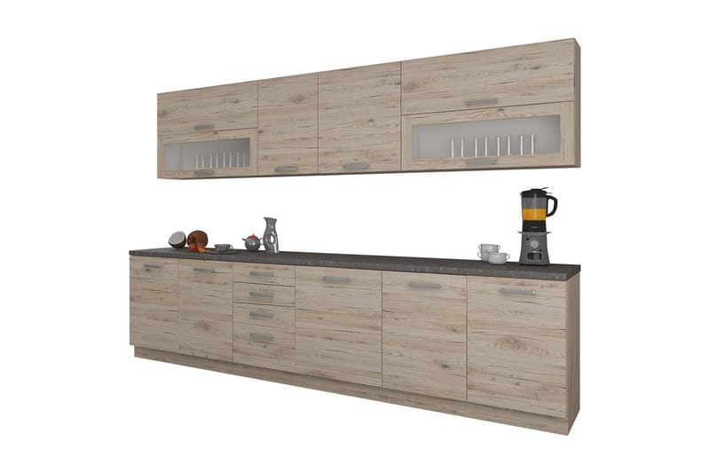 Croignon Køkkenmøbel 260 cm, Beige/Grå