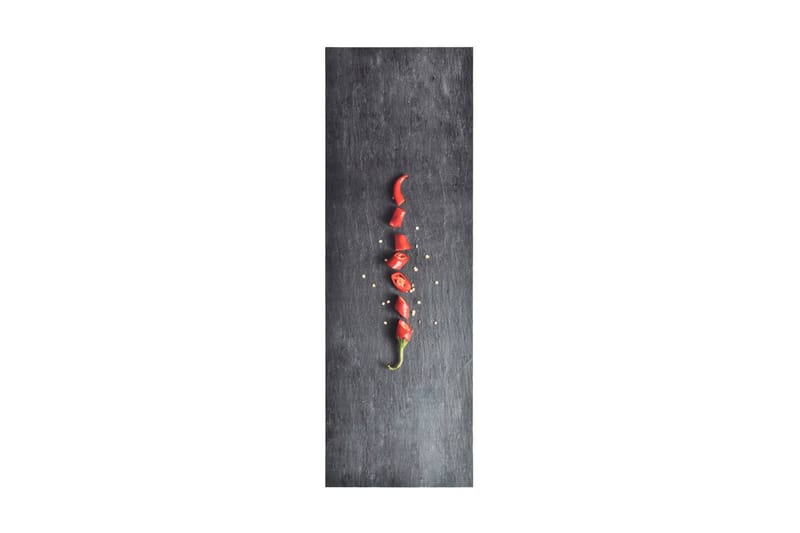 Køkkenmåtte 60x180 cm Vaskbar Chilitryk - Sort - Køkkenmåtte