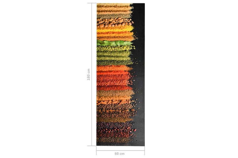 Vaskbar Køkkenmåtte 60X180 cm Krydderiprint - Flerfarvet - Køkkenmåtte