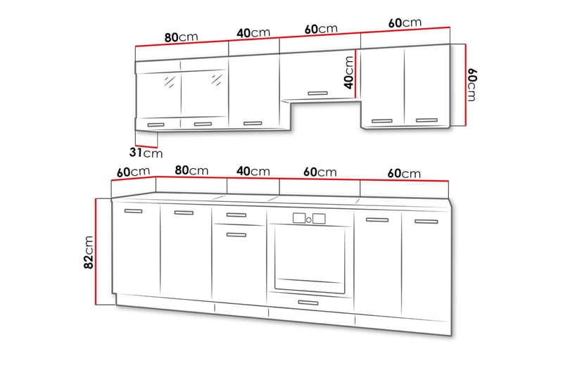 Omega Køkken møbelsæt - Hvid | Sort - Hus & renovering - Køkken & bad - Køkken & bryggers - Køkkenmøbler