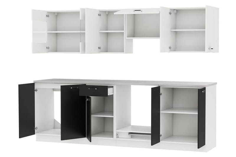 Omega Køkken møbelsæt - Hvid | Sort - Hus & renovering - Køkken & bad - Køkken & bryggers - Køkkenmøbler