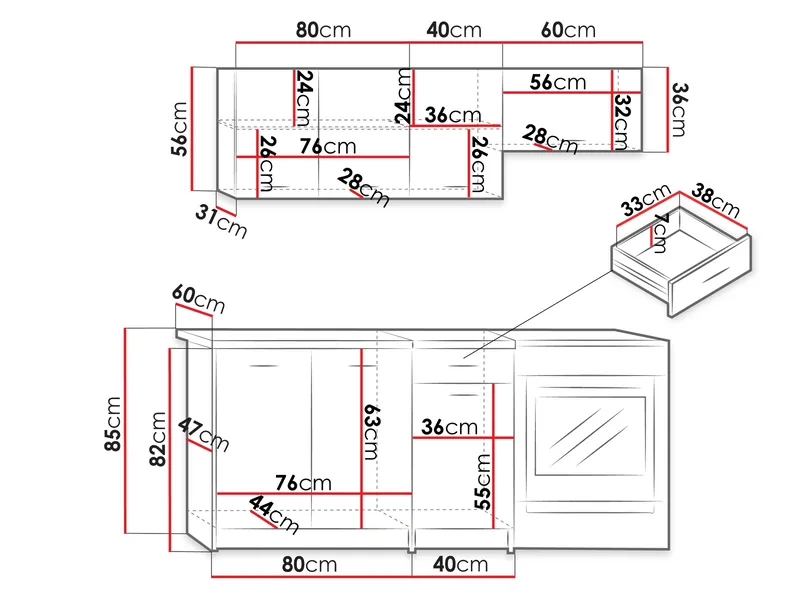 køkkensæt Mela Kashmir, sort - Kashmir, sort - Hus & renovering - Køkken & bad - Køkken & bryggers - Køkkenbordplade & køkkenbord