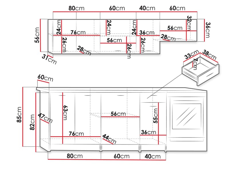 køkkensæt Mela Kashmir, sort - Kashmir, sort - Hus & renovering - Køkken & bad - Køkken & bryggers - Køkkenbordplade & køkkenbord