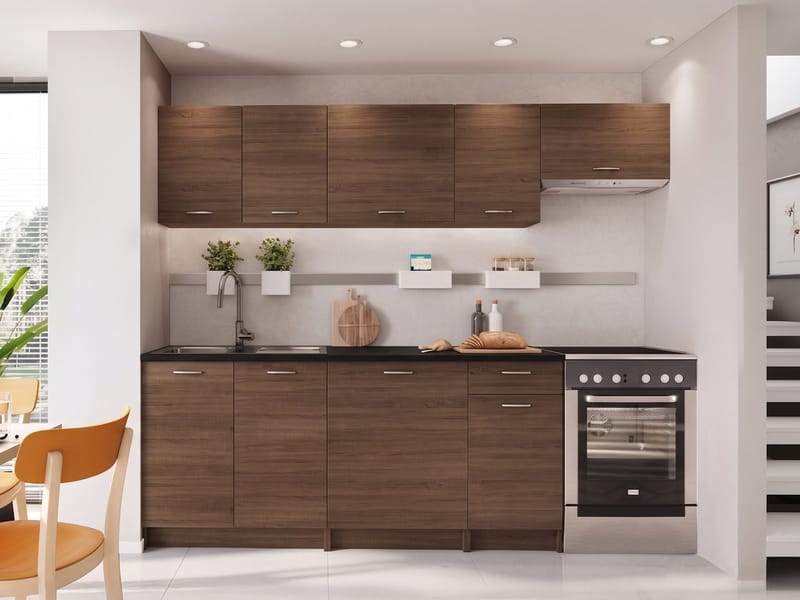 køkkensæt Mela Sort, valnød - Sort, valnød - Hus & renovering - Køkken & bad - Køkken & bryggers - Køkkenbordplade & køkkenbord