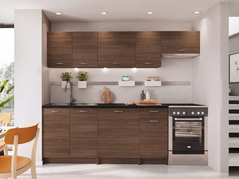 køkkensæt Mela Sort, valnød - Sort, valnød - Hus & renovering - Køkken & bad - Køkken & bryggers - Køkkenbordplade & køkkenbord