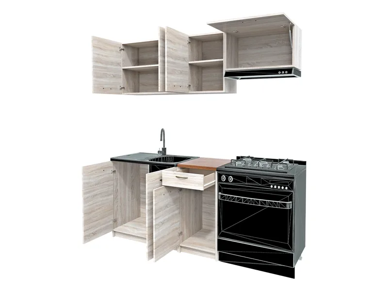 køkkensæt Mela Sort, valnød - Sort, valnød - Hus & renovering - Køkken & bad - Køkken & bryggers - Køkkenbordplade & køkkenbord